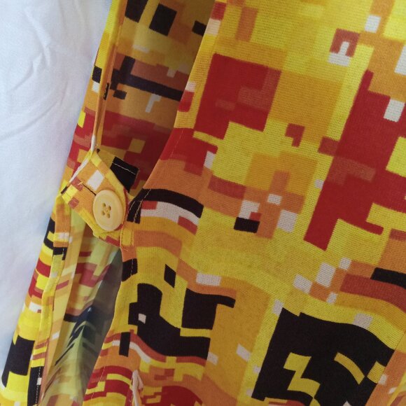 Vintage 1960s Smock Apron Mid Century Geometric Yellow Orange Handmade XL - Picture 8 of 14